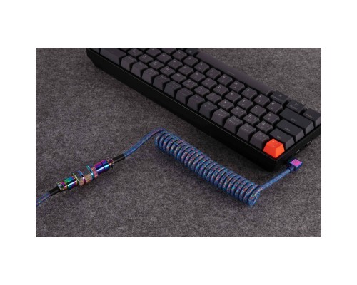 Дата кабель USB-C + USB A to USB-C 1.08m Premium Coiled Aviator blue Keychron (CAB8_KEYCHRON)