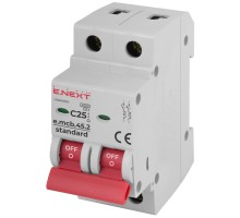 Автоматичний вимикач E.NEXT 2-п e.mcb.stand. 25А C ( 4,5кА) (s002019)