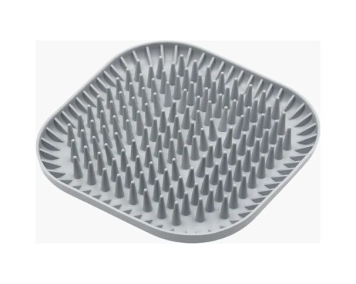 Універсальний посуд для тварин Fiboo Fiboowl Spiky килимок для злизування ласощів та їжі, 19х19 см світло-сірий (FIB0230)