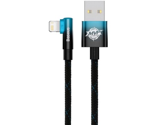 Дата кабель USB 2.0 AM to Lightning 2.0m 2.4A 90° corner black/blue Baseus (CAVP000121)