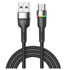 Дата кабель USB 2.0 AM to USB-C 0.5m 3A LED black Essager (EXCT-XCDB01)