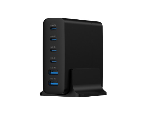 Зарядний пристрій Gembird 4xUSB-C PD25W + 2xUSB QC3.0 18W black (TA-UC-2A4C-PD75-01-BK)