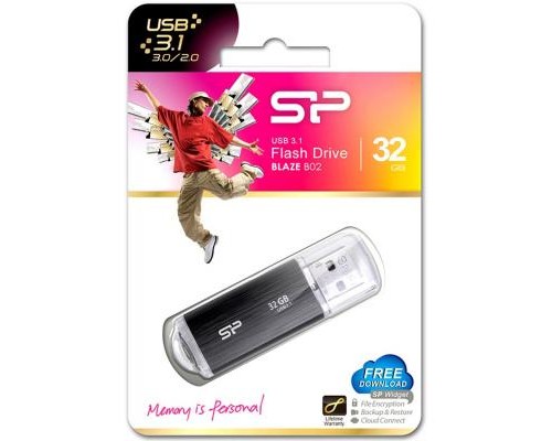 USB флеш накопичувач Silicon Power 32GB Blaze B02 Black USB 3.0 (SP032GBUF3B02V1K) 