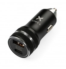 Зарядний пристрій Vinga QC3.0 + PD Quick Car Charger aluminium 36W Max black (VCCQPAC)