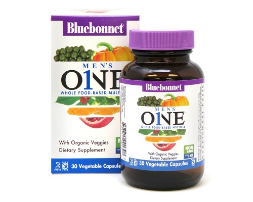 Мультивітамін Bluebonnet Nutrition Чоловічі Мультівітаміни, Men's One, 30 рослинних капсул (BLB0139)