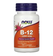 Вітамін Now Foods Вітамін B-12, Vitamin B-12, 1000 мкг, 100 льодяників (NOW-00466)