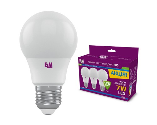 Лампочка ELM B60 7W PA10L E27 4000K 3шт. (18-0140)