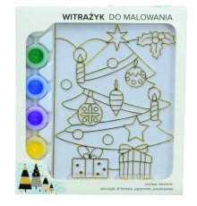 Новорічні наклейки Jumi Ялинка, 16 х 12 см, в комплекті 6 фарб та пензлик для розфарб. (5900410886803)