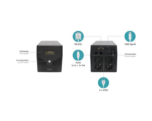 Пристрій безперебійного живлення Digitus 1000VA DN-170074 (DN-170074)