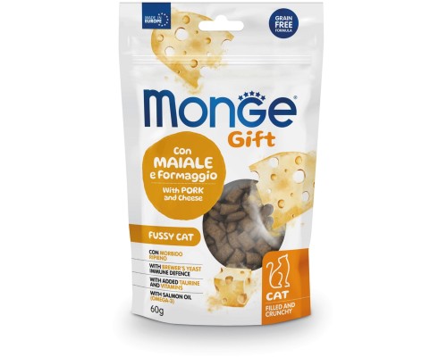 Ласощі для котів Monge Gift Fussy Cat свинина і сир 60 г (8009470085021)
