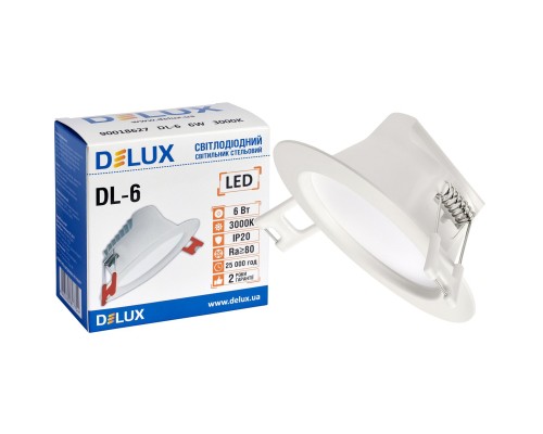 Світильник Delux DL-6 3000К 6Вт 480лм 230В D100мм (90018627)