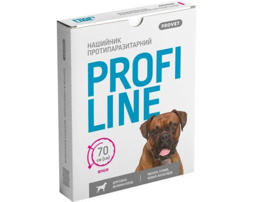 Нашийник для тварин ProVET Profiline для великих порід (інсектоакарицид) 70 см фуксія (4823082430994)