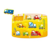 Розвиваюча іграшка Hape дерев'яна рамка-вкладиш Будівельний транспорт (E1407)