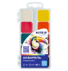 Акварельні фарби Kite Classic, 10 кольорів (K-060)