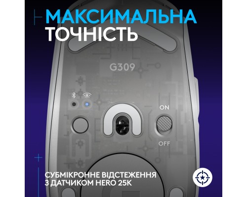 Мишка Logitech G309 Lightspeed Wireless/Bluetooth White (910-007207)