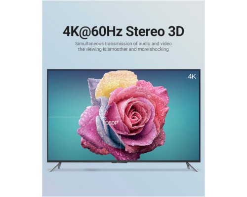 Кабель мультимедійний USB-C 3.1 to HDMI 1.5m 90° 4K 60 Гц PVC Black Vention (CGVBG)