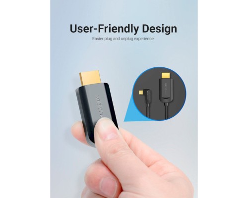 Кабель мультимедійний USB-C 3.1 to HDMI 1.5m 90° 4K 60 Гц PVC Black Vention (CGVBG)