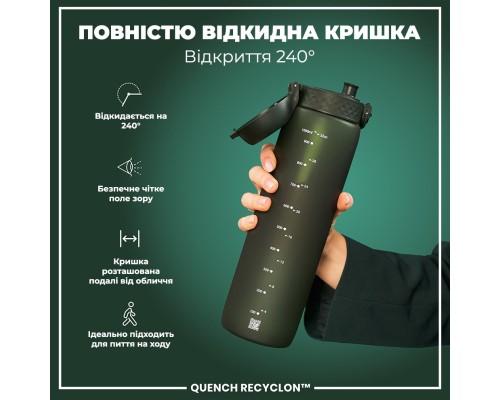 Пляшка для води ION8 OneTouch 1000 мл BPA Free, Dark Green (I8RF1000DGRE)