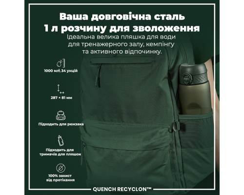 Пляшка для води ION8 OneTouch 1000 мл BPA Free, Dark Green (I8RF1000DGRE)