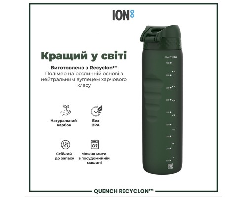Пляшка для води ION8 OneTouch 1000 мл BPA Free, Dark Green (I8RF1000DGRE)