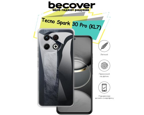 Чохол до мобільного телефона BeCover Tecno Spark 30 Pro (KL7) Transparancy (713138)