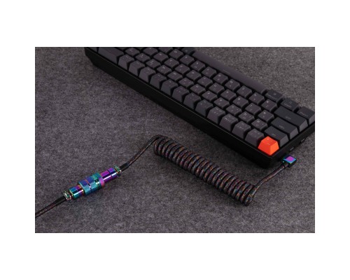 Дата кабель USB-C + USB A to USB-C 1.08m Premium Coiled Aviator black Keychron (CAB7_KEYCHRON)