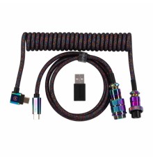 Дата кабель USB-C + USB A to USB-C 1.08m Premium Coiled Aviator black Keychron (CAB7_KEYCHRON)