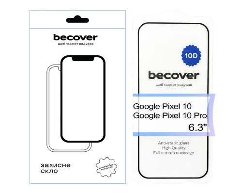 Скло захисне BeCover Google Pixel 10 / 10 Pro 10D Black (713672)