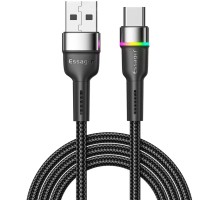 Дата кабель USB 2.0 AM to USB-C 1.0m 3A LED black Essager (EXCT-XCD01)