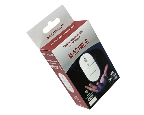 Мишка Grunhelm M-521WL-B Wireless White (126873)