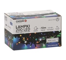 Гірлянда Chomik 200 LED 10 м, мультиколор, ефект блиску, IP44, від мережі (5900779879492)