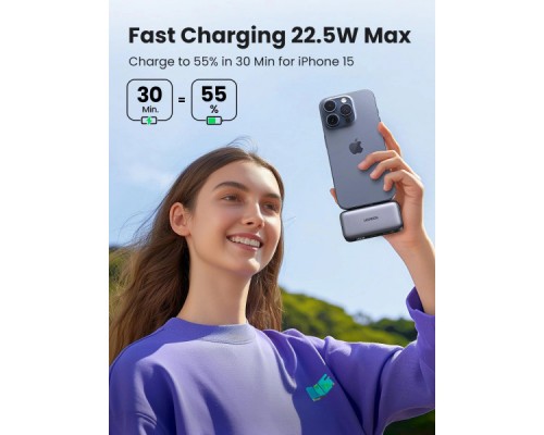 Батарея універсальна Ugreen 5000mAh 22,5W USB-C In/Out, with build-in Type-C connector (PB503) (35338)