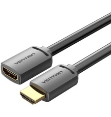 Кабель мультимедійний HDMI-A Male to HDMI-A Female 4K HD Cable PVC Type 1M Black VENTION (AHCBF)