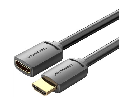 Кабель мультимедійний HDMI-A Male to HDMI-A Female 4K HD Cable PVC Type 1M Black VENTION (AHCBF)