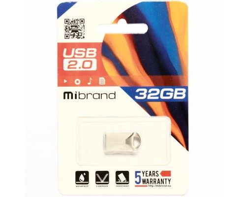 USB флеш накопичувач Mibrand 32GB Hawk Silver USB 2.0 (MI2.0/HA32M1S) 