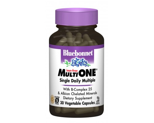 Мультивітамін Bluebonnet Nutrition Мультивітаміни без заліза, MultiONE, 30 гелевих капсул (BLB0145)