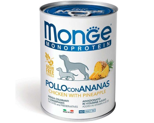 Консерви для собак Monge Dog Fruit Monoprotein курка з ананасом 400 г (8009470014311)