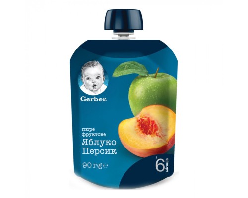 Дитяче пюре Gerber Яблуко і персик 90 г (7613036345460)