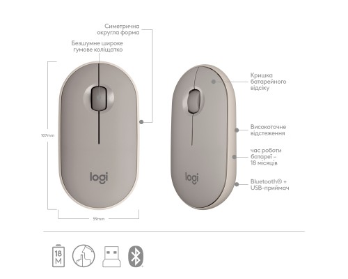 Мишка Logitech M350 Wireless Sand (910-006751)