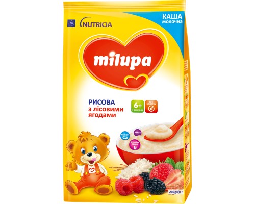 Дитяча каша Milupa Рисова молочна з лісовими ягодами 210 г (5900852047459)