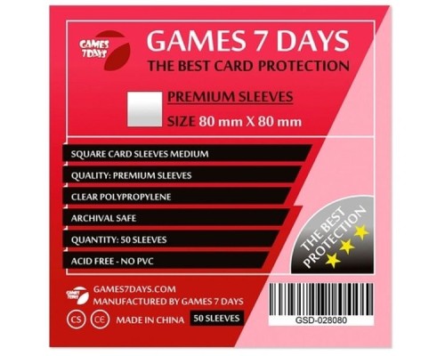 Протектор для карт Games 7 Days 80 х 80 мм, Square Medium, 50 шт (PREMIUM) (GSD-028080)