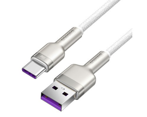 Дата кабель USB 3.1 AM to Type-C 2.0m CAKF 6.0A 66W Cafule Series Metal Data Cable White Baseus (CAKF000202)