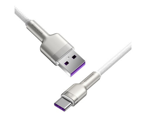 Дата кабель USB 3.1 AM to Type-C 2.0m CAKF 6.0A 66W Cafule Series Metal Data Cable White Baseus (CAKF000202)