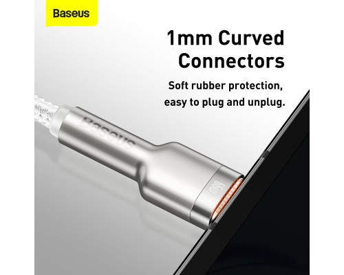 Дата кабель USB 3.1 AM to Type-C 2.0m CAKF 6.0A 66W Cafule Series Metal Data Cable White Baseus (CAKF000202)