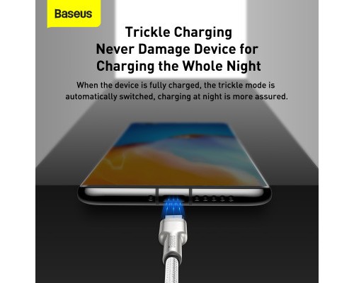 Дата кабель USB 3.1 AM to Type-C 2.0m CAKF 6.0A 66W Cafule Series Metal Data Cable White Baseus (CAKF000202)