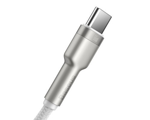 Дата кабель USB 3.1 AM to Type-C 2.0m CAKF 6.0A 66W Cafule Series Metal Data Cable White Baseus (CAKF000202)