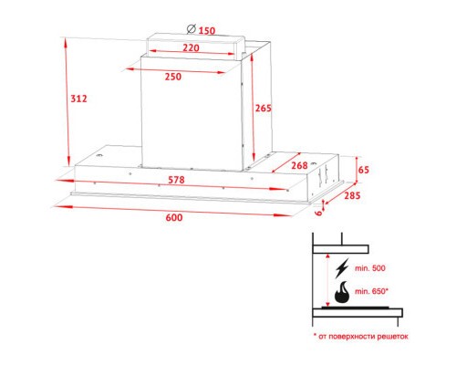 Витяжка кухонна Perfelli BISP 6773 WH 1100 LED Strip