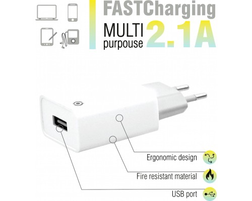 Зарядний пристрій Piko TC-121 1хUSB 5В/2.1A (1283126492181)
