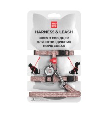 Шлея для котів WAUDOG Re-cotton з повідком пластиковий фастекс XS коричнева (14706)