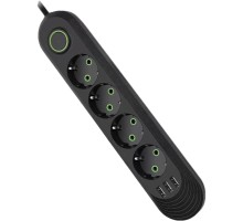 Мережевий фільтр живлення Voltronic F04U, 4роз EU, 3*USB Black (F04U-Black)